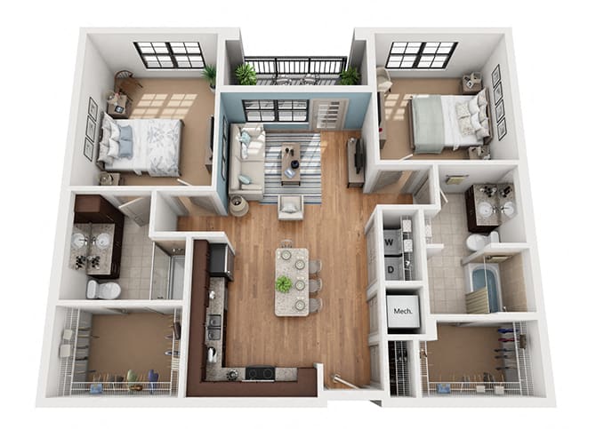 Azul Baldwin Park B2 2-bedroom floor plan image - Orlando, FL